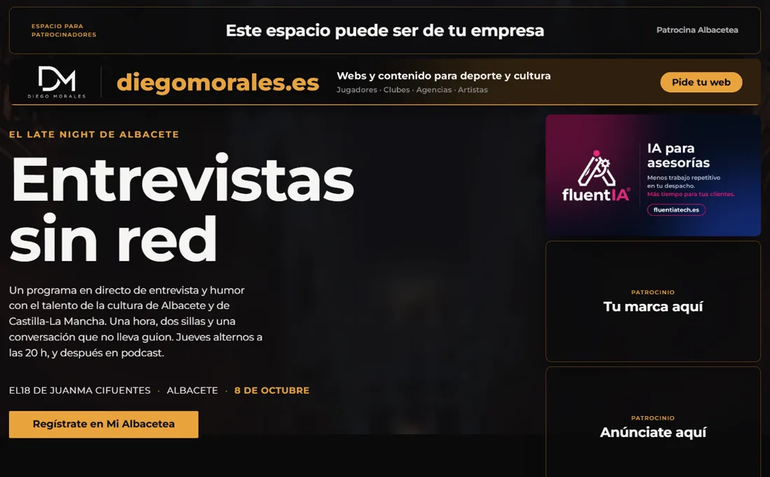 Portada de albacetea.com con los espacios de publicidad